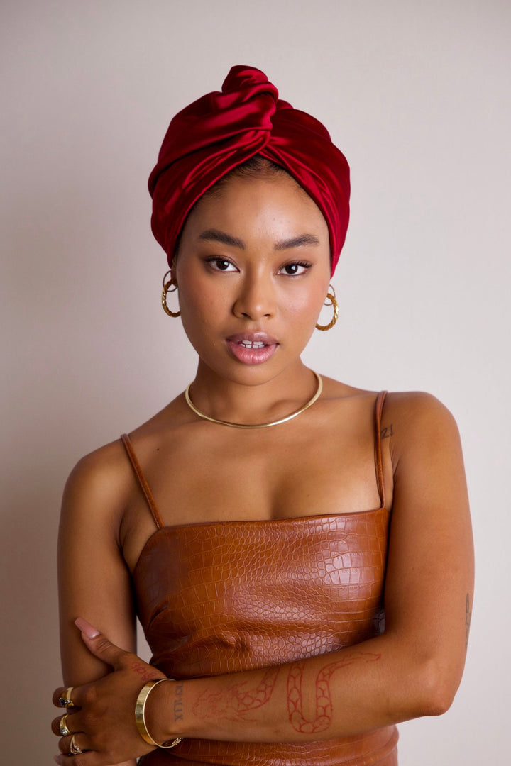 Garnet Rose All Satin Hair Wrap