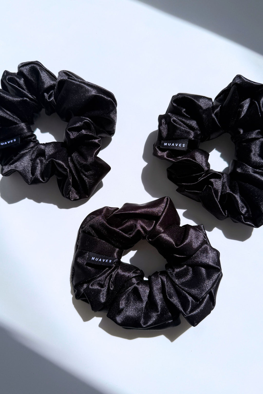 Satin Scrunchie 3-Pack Set - Midnight Onyx