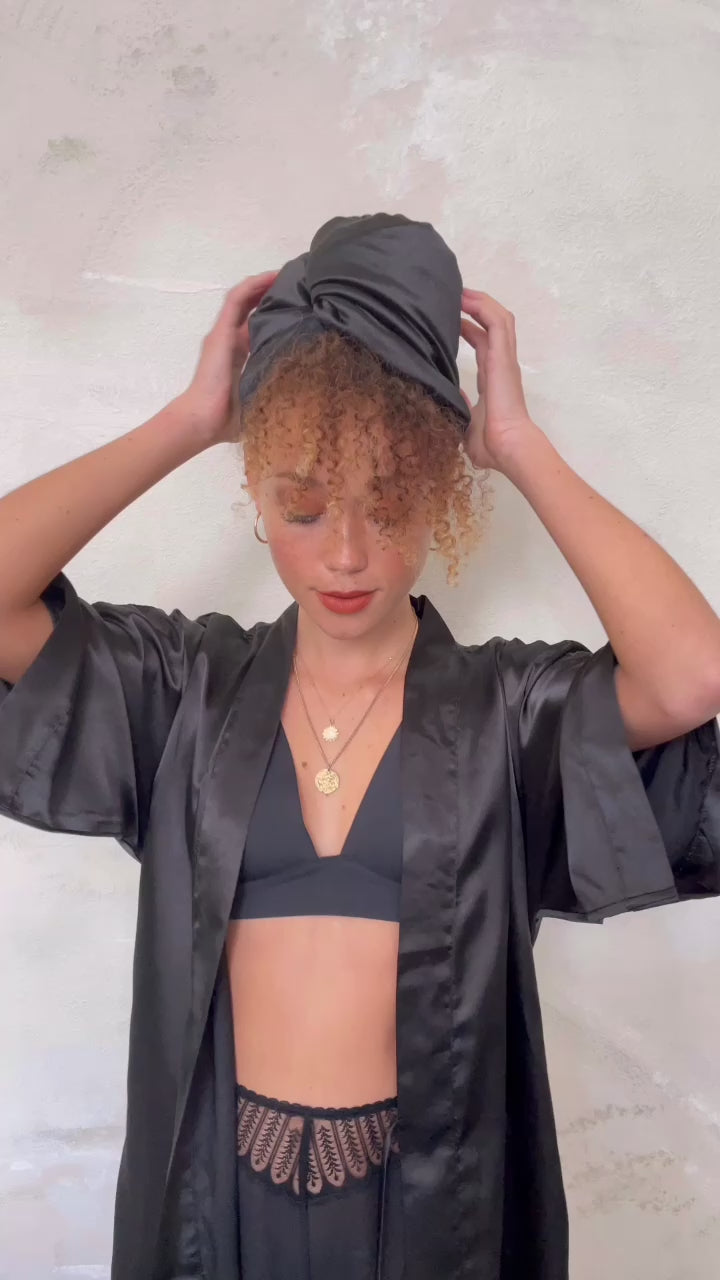 Ultra-Lite All Satin Hair Wrap - Midnight Onyx