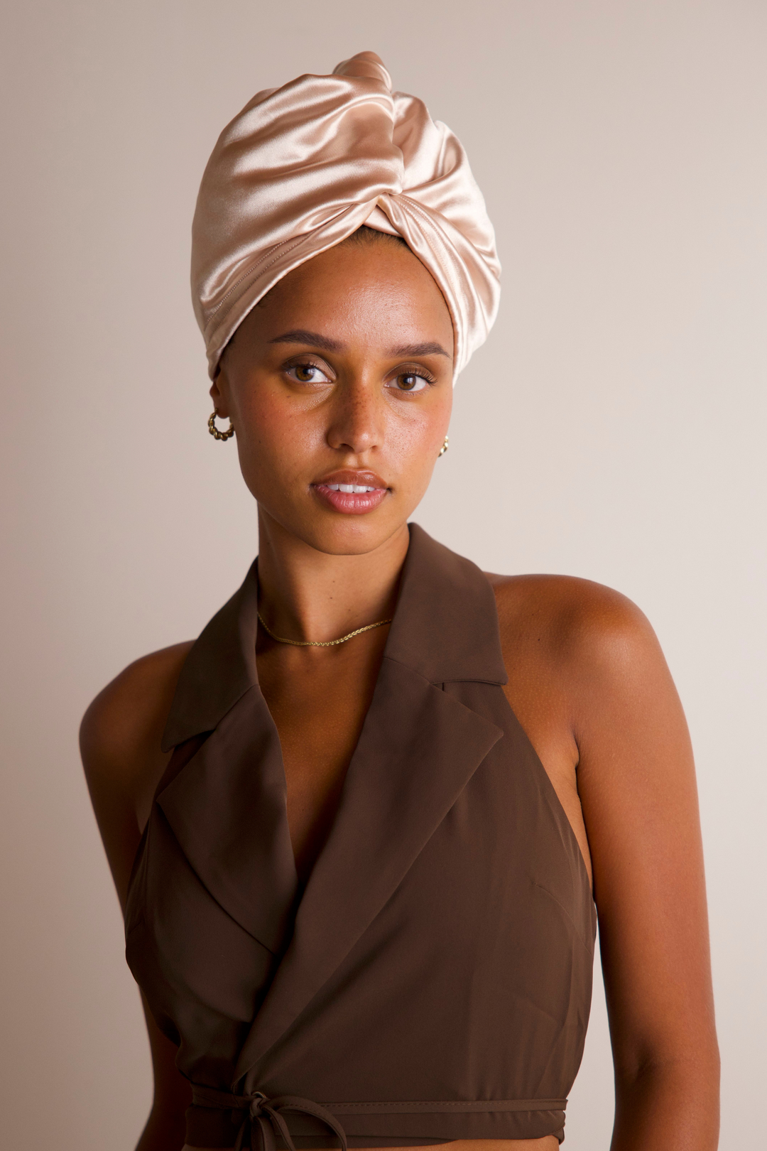 Champagne Gold All Satin Hair Wrap - MUAVES