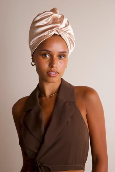 Champagne Gold All Satin Hair Wrap - MUAVES
