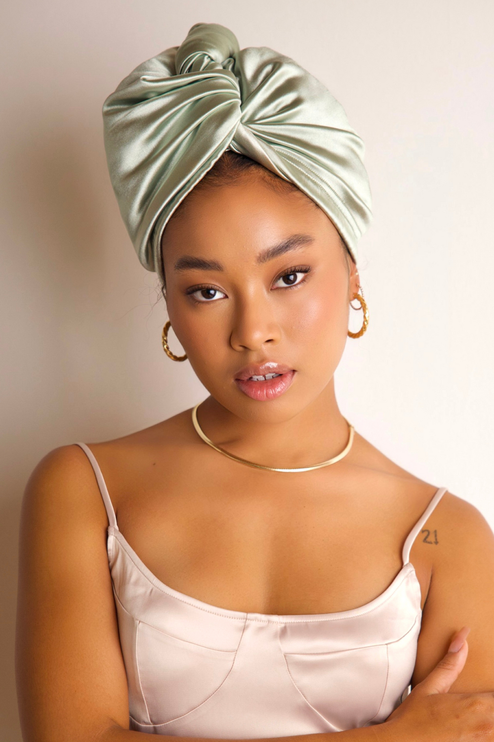 Sage All Satin Hair Wrap - MUAVES