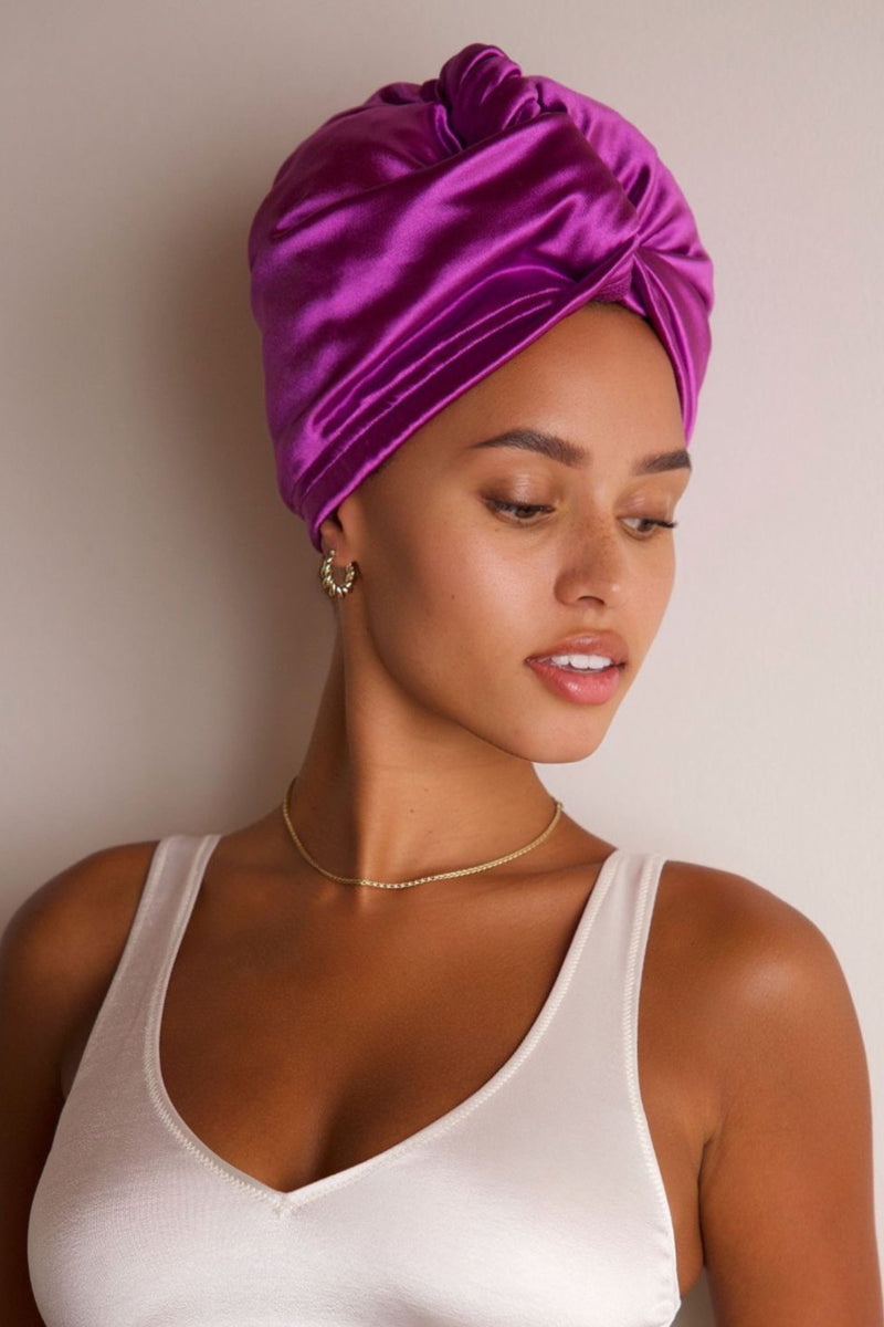 Electric Violet All Satin Hair Wrap - MUAVES