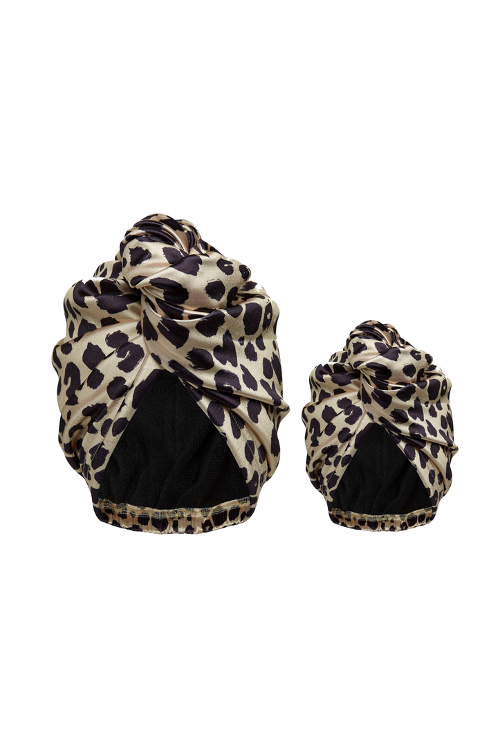 Mommy & Mini Quick Dry Hair Wrap Duo Set - Wild Leopardess