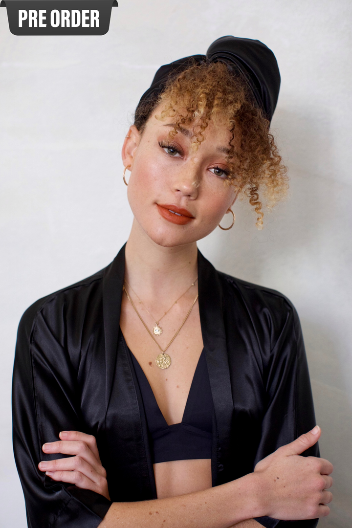 Ultra-Lite All Satin Hair Wrap - Midnight Onyx