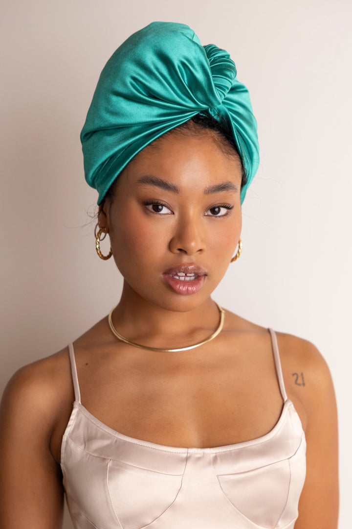 Siren Green All Satin Hair Wrap - MUAVES