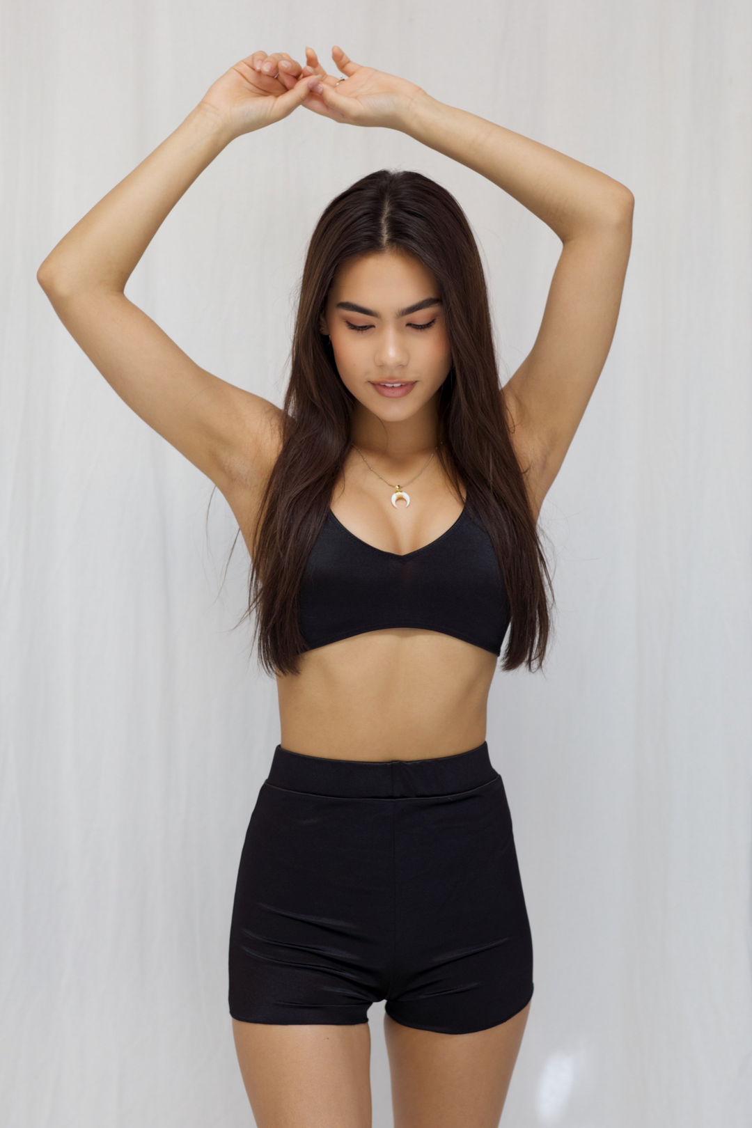 Luxe Satin High Waist Shorts - Midnight Onyx - Muaves