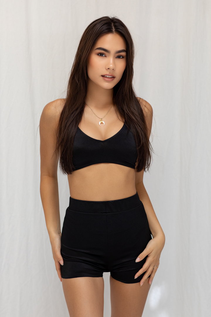 Luxe Satin Bralette - Midnight Onyx - Muaves