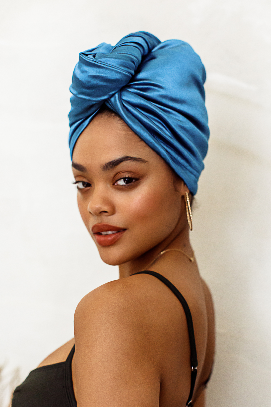 Capri Blue All Satin Hair Wrap