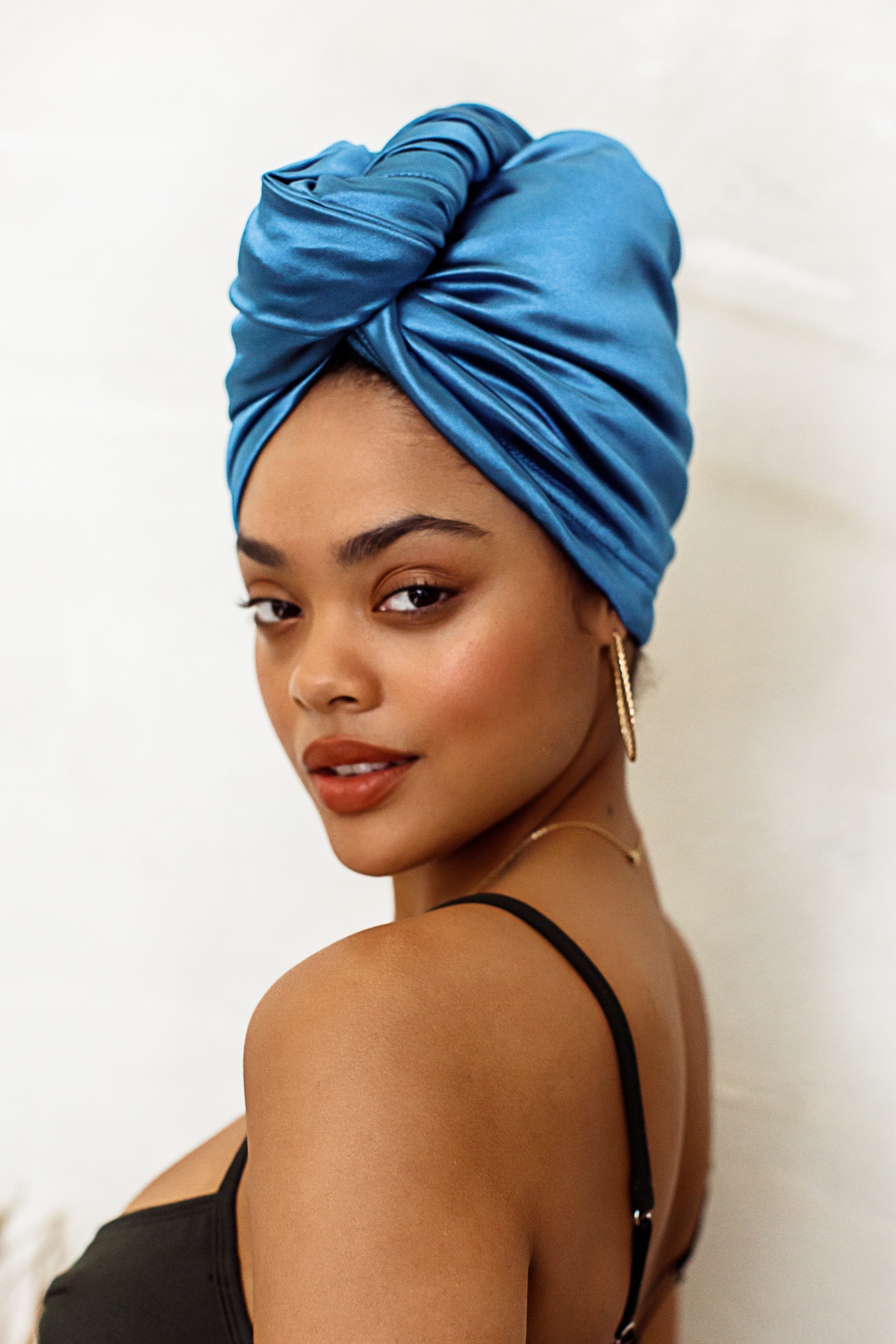 Capri Blue All Satin Hair Wrap MUAVES