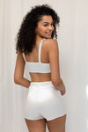 Luxe Satin High Waist Shorts - Moonstone Sand - Muaves