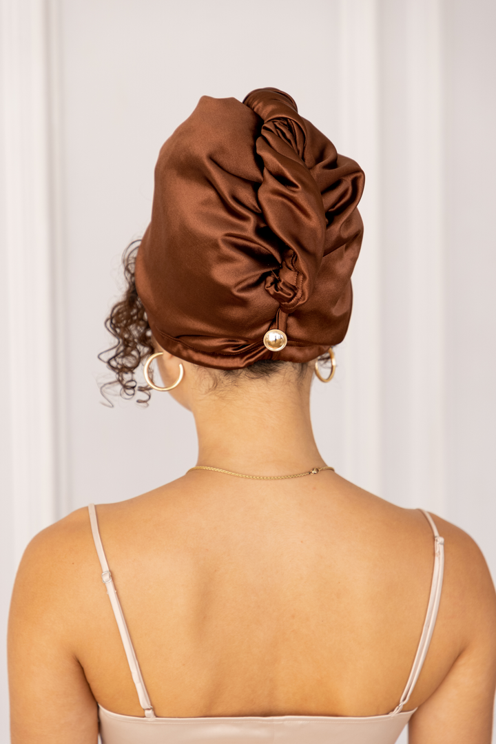 Espresso All Satin Hair Wrap - Muaves
