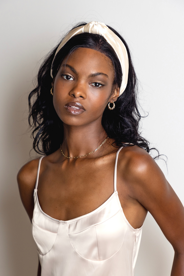 Satin Turbanette Headband - Ivory - MUAVES