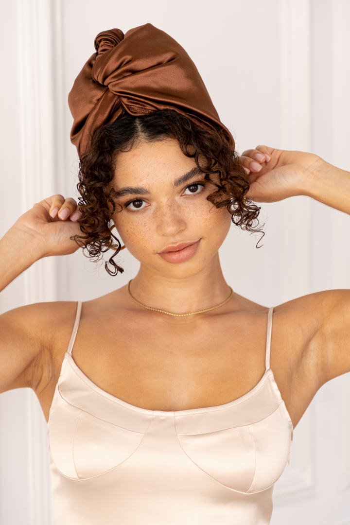 Espresso All Satin Hair Wrap - Muaves