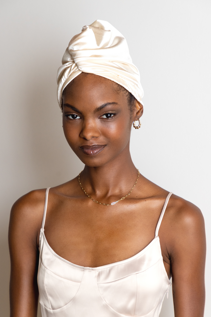 Ultra-Lite All Satin Hair Wrap - Ivory - MUAVES